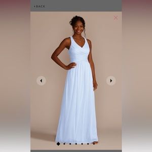 Mesh criss cross long bridesmaid gown